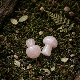 Mantar Form Pembe Kuvars Doğal Taş Dekor