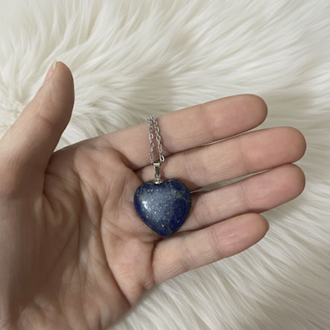 Kalpli Lapis Lazuli Doğal Taş Çelik Kolye