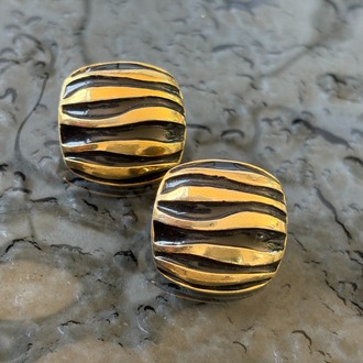 Vintage Black & Gold Küpe 1980s