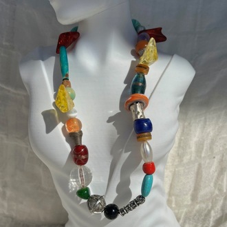 Colorful Boho Necklace with natural stones