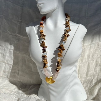 Boho Style Handmade Necklace with Jasper, Opalite & Rose Quartz