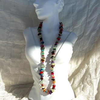 Handmade necklace featuring a unique mix of natural stones