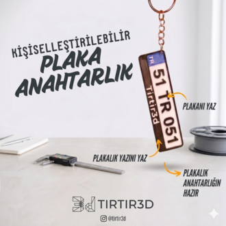 Kişiye Özel Plakalı Anahtarlık - 3D Tasarım