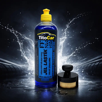 VİP FF3423 Lastik Jel 600 ml + Hazneli Lastik Parlatma Fırçası Siyah