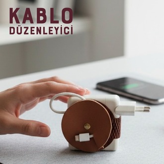 MacBook Şarj Kablosu Toplayıcı – Suni Deri Elastik Kablo Düzenleyici