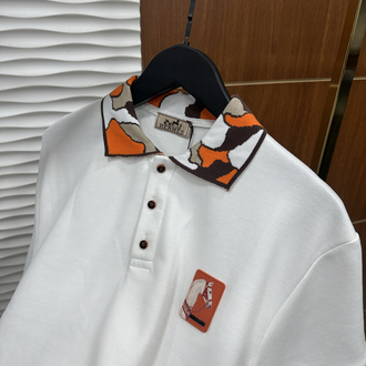 HERMES Yaka Detaylı İthal Beyaz Polo Yaka
