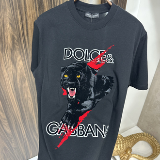 DOLCE GABANNA Flok Basklı İthal Siyah Tişört