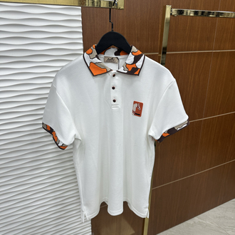 HERMES Yaka Detaylı İthal Beyaz Polo Yaka