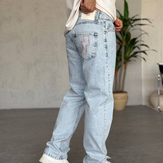Buz mavi baggy tasarım jeans 
