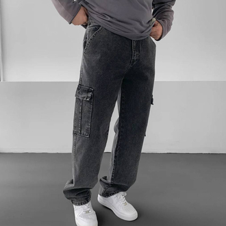 Füme baggy Kargo cepli pantolon 