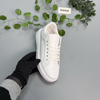 Beyaz deri sneakers yüksek taban 