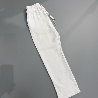 Beyaz baggy keten pantolon