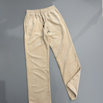 Bej baggy kadife pantolon