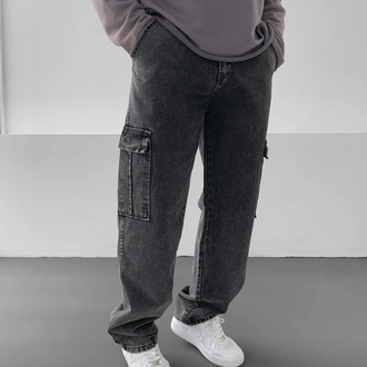 Füme baggy Kargo cepli pantolon 