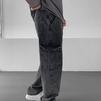 Füme baggy Kargo cepli pantolon 