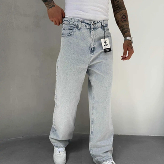 Buz mavi relax baggy jean pantolon