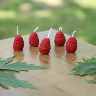 Çilek Bahçesi - Balmumu Çilek Mum 5'li Set