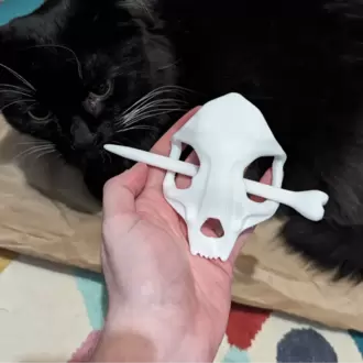Kedi Kafatası Temalı Gotik Saç Tokası
