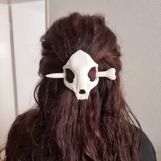 Kedi Kafatası Temalı Gotik Saç Tokası