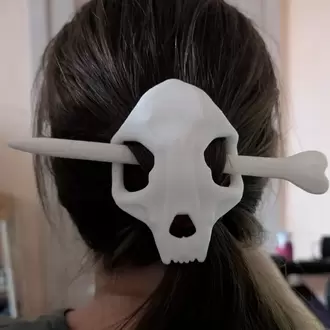 Kedi Kafatası Temalı Gotik Saç Tokası