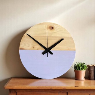 Ağaç Minimalist Duvar Saati (Mor Detaylı)