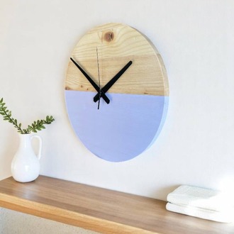 Ağaç Minimalist Duvar Saati (Mor Detaylı)
