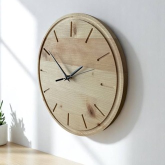 Minimal Ağaç Yuvarlak Duvar Saati