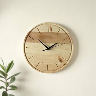 Minimal Ağaç Yuvarlak Duvar Saati