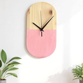 Şûkufe Serisi Minimalist Duvar Saati (Pembe Detaylı)