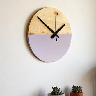 Ağaç Minimalist Duvar Saati (Mor Detaylı)