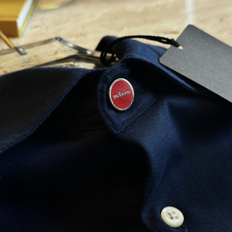 Kiton Logo Pamuk Örme Gömlek (Lacivert)
