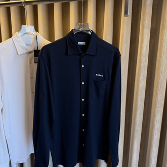 Kiton Logo Pamuk Örme Gömlek (Lacivert)