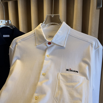 Kiton Logo Pamuk Örme Gömlek