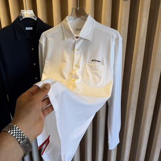 Kiton Logo Pamuk Örme Gömlek