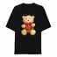 14 Şubat Sevgililer Günü I Love You Ayı Baskılı Oversize Bisiklet Yaka T-shirt - Siyah