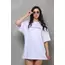 Unisex Bisiklet Yaka Baskılı Oversize T-Shirt - Beyaz