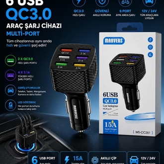 6 PORTLU 3A ARAÇ ŞARJ BAŞLIĞI (MS CC281)