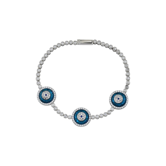 14K Üçlü Cam Göz Silver Bileklik 