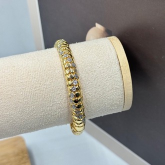 Rainbow Design Balık Sırtı Zirkon Detaylı 14K Kelepçe