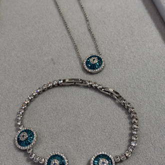 14K Üçlü Cam Göz Silver Bileklik 