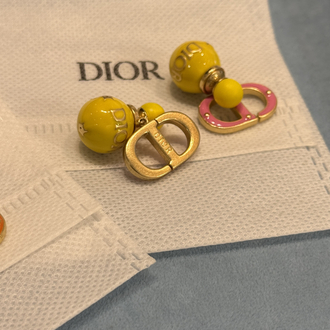 Dior Sarı Pembe İthal Küpe 