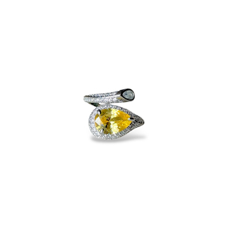 Yellow Pear & Round Zirkon Yüzük