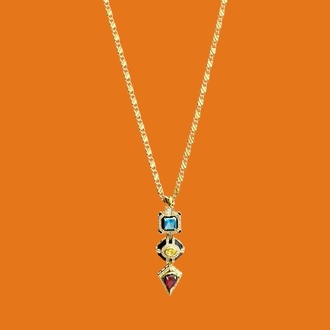 Renkli Geometrik Tasarım 14K Kolye