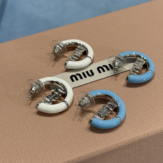 Miu Mavi Mineli İthal Küpe