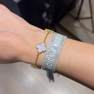 Dior Açık Gri Taşlı İthal İp Bileklik 