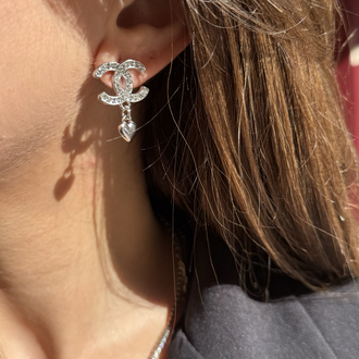 CC Heart Silver İthal Küpe