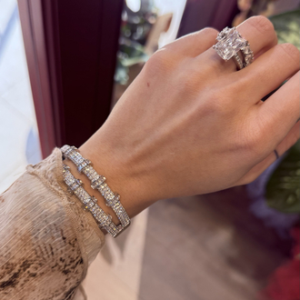 İki Sıralı Silver Zirkon Kelepçe