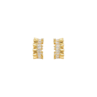 Minimal Gold Taşlı Halka Küpe