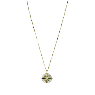 Zirkon Pusula Uçlu 14K Gold Kolye