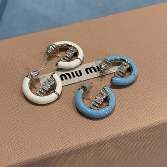 Miu Mavi Mineli İthal Küpe